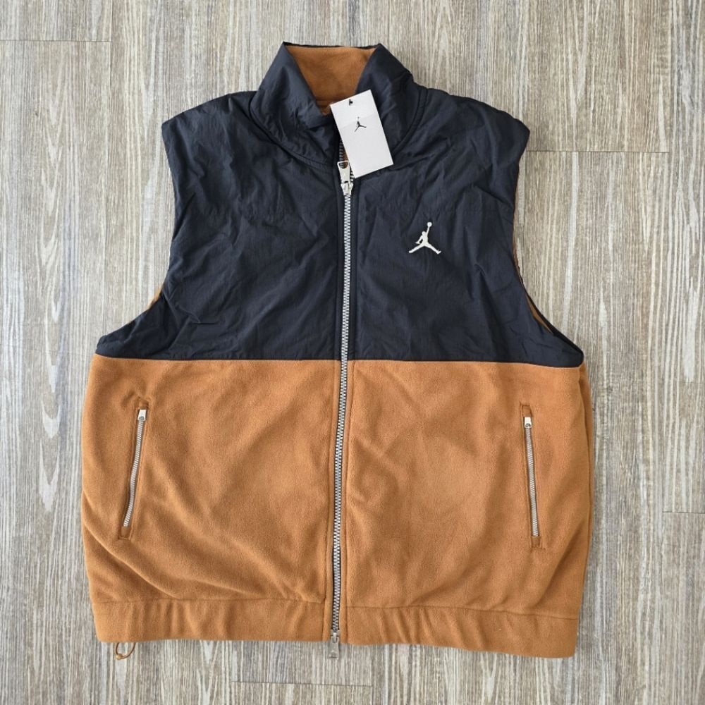 Nike Air Jordan Essentials Fleece Vest Black Brown FD8628-281 Men’s Size Large L